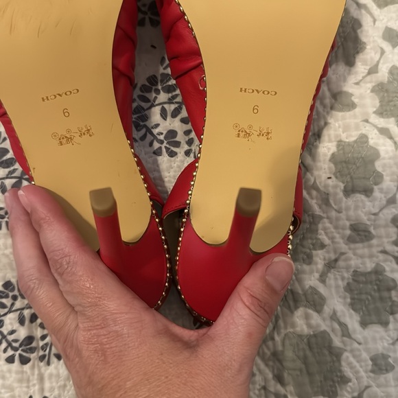 Candy apple red size 9 Coach sling back heels like new! - Picture 5 of 5